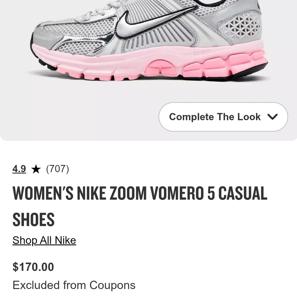 🩷🩷Nike Women’s Vomero 5 Mesh & Metallic Sneaker — Silver & Pink - Picture 5 of 5